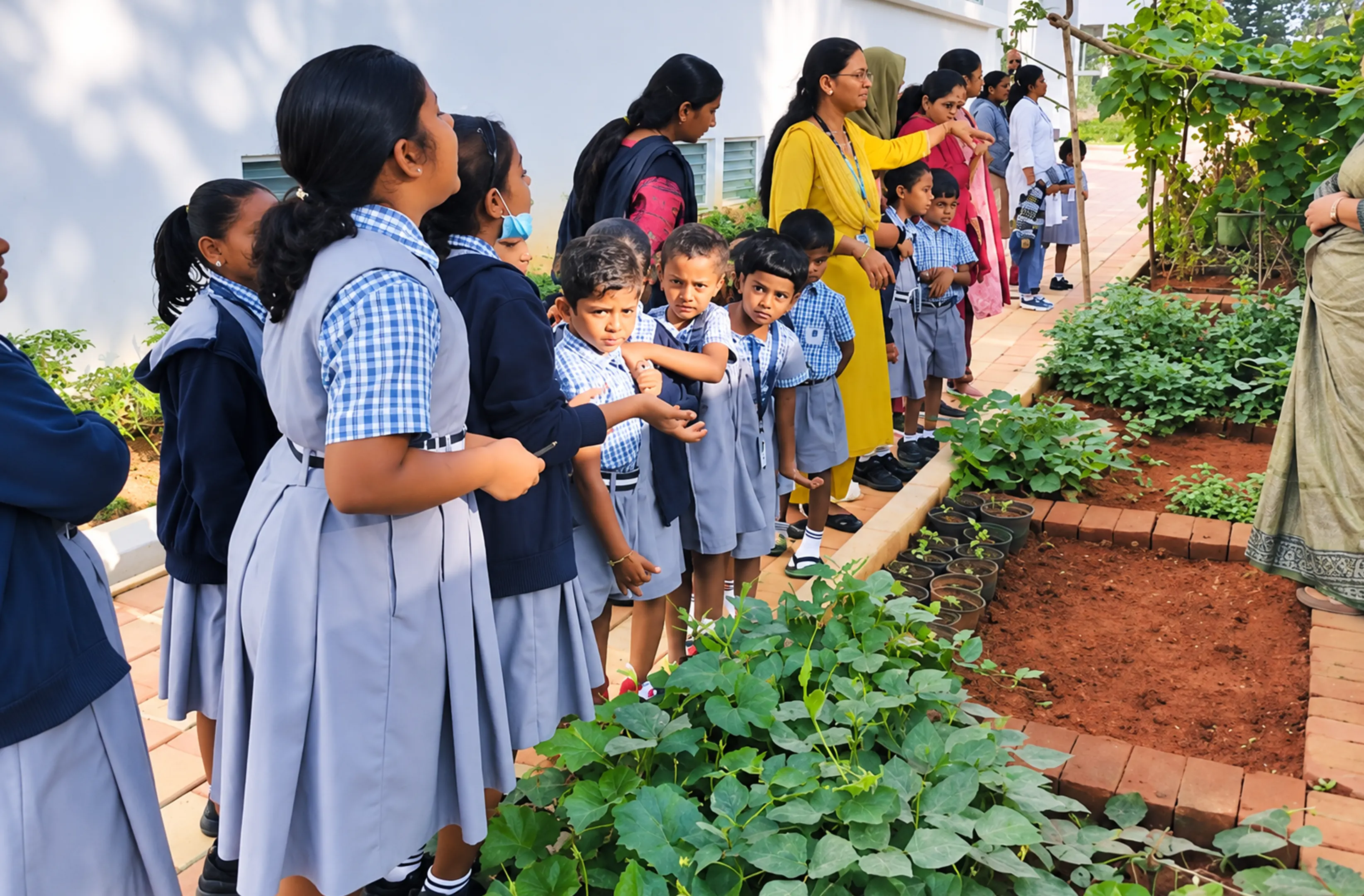 Vegetable garden for experiential learning at Koshys Global Academia